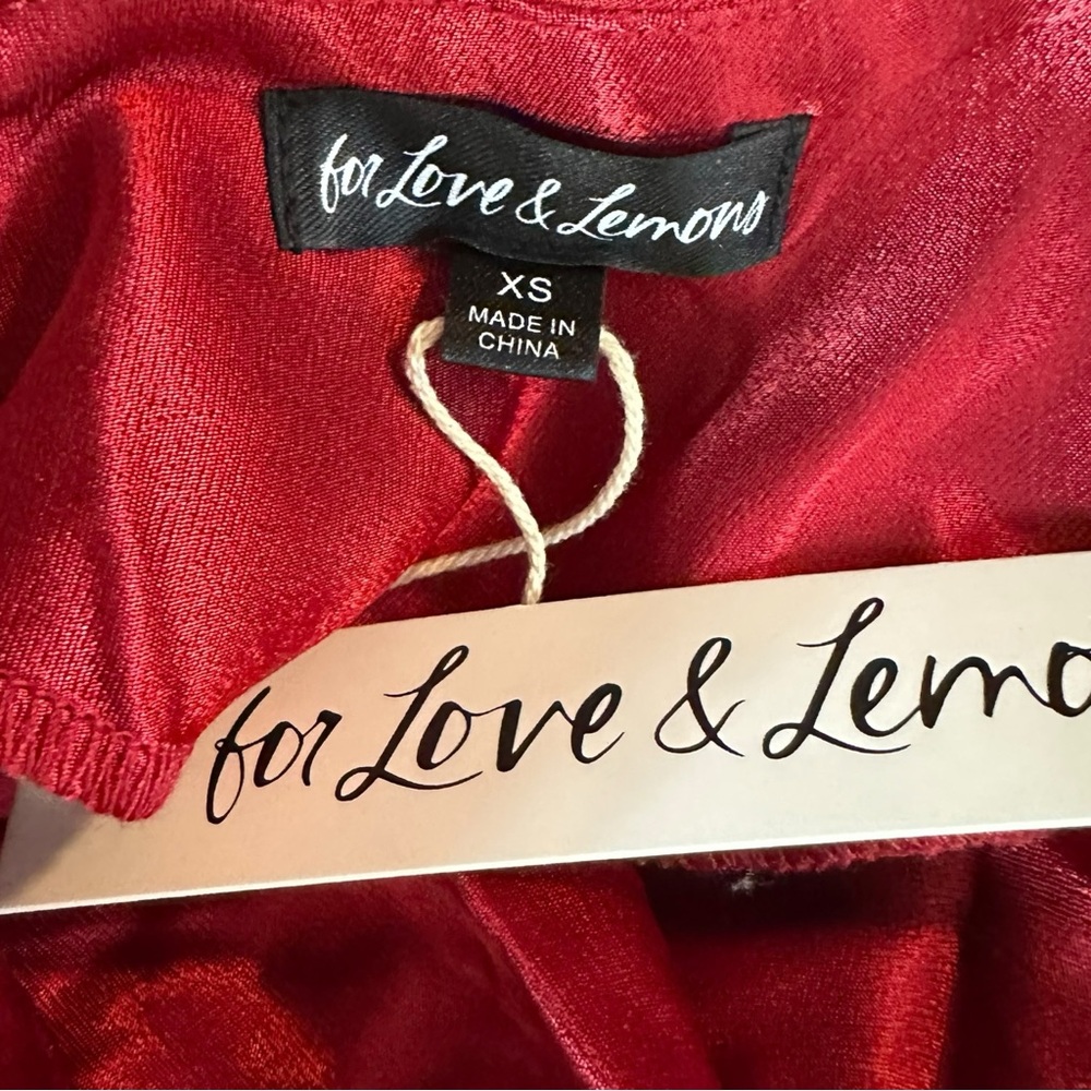 For Love And Lemons Elora Midi Dress in Red XS NWT Evening Party Slit Holiday - Picture 10 of 12